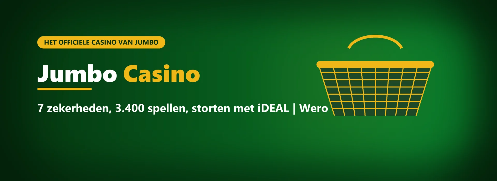 Banner van Jumbo Casino Nederland met de 7 Zekerheden en het welkomstpakket tot 1.200 euro